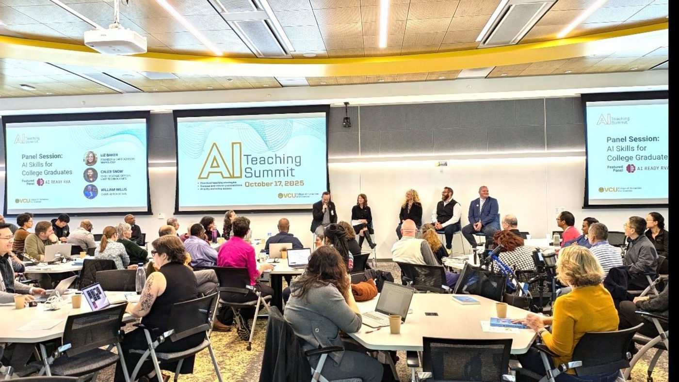Liz B. Baker on a panel at the VCU AI Teaching Summit